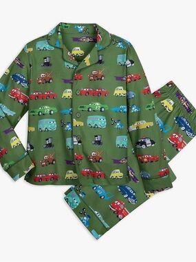 Disney Pixar Cars green pajama set size 4 Lightning McQueen